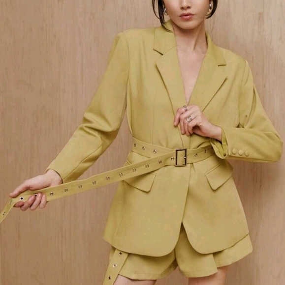 Jackets & Blazers - Mathilde Lhomme Designer Oversized Blazer With Long Belt, Fall, For Autumn